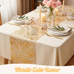 Polyester table runner in gold for party decor
