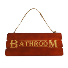 Pongs Rustic Wooden Sign bathroom sign with hemp rope top size about 12.5 w x 5.8 h