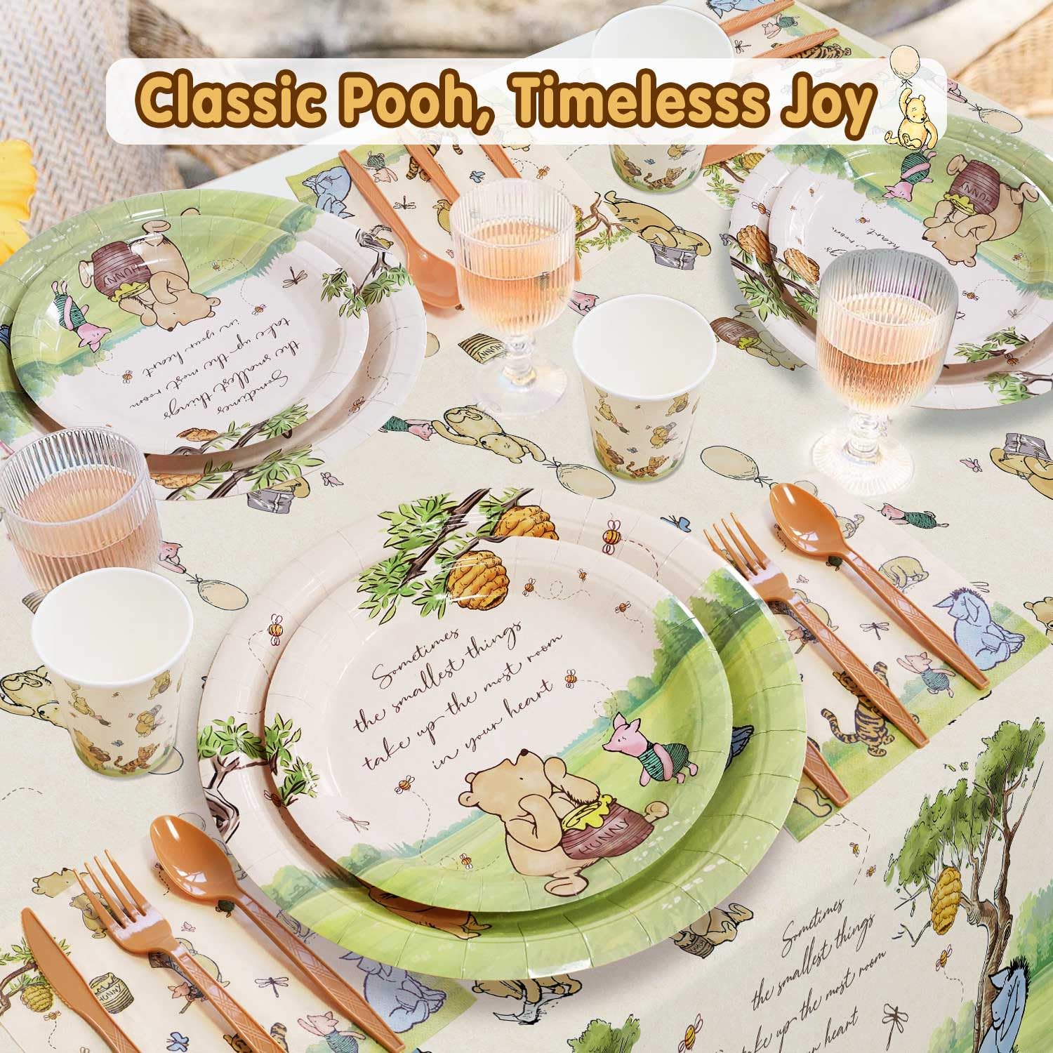Pooh bear themed cutlery for baby shower