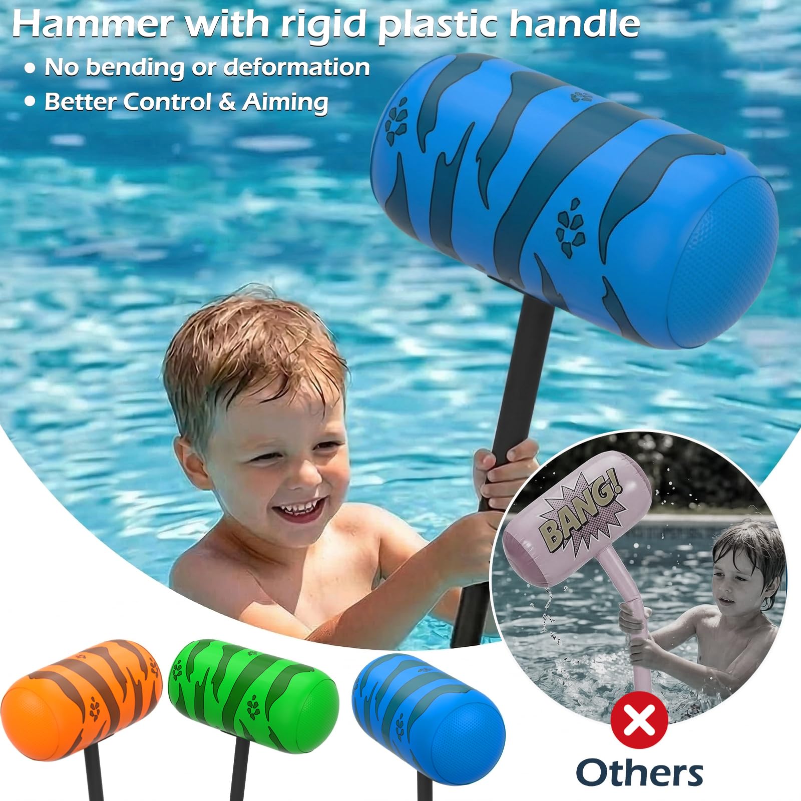 Inflatable hammers for pool play with Jasonwell floats