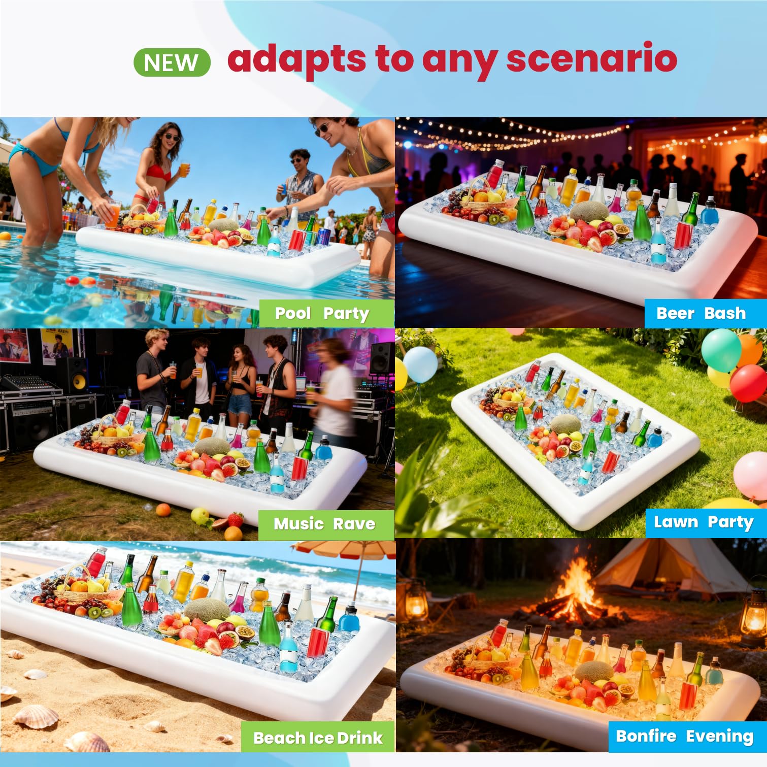 Inflatable serving bar suitable for outdoor party and pool use