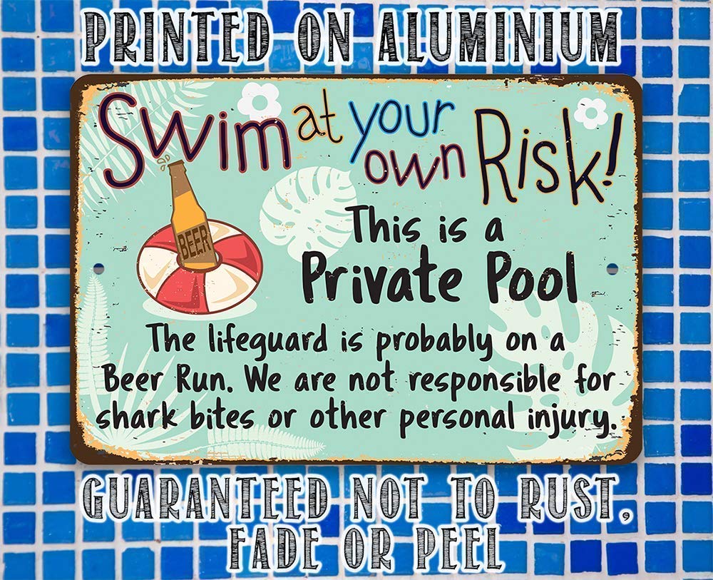 Weatherproof outdoor pool decor sign