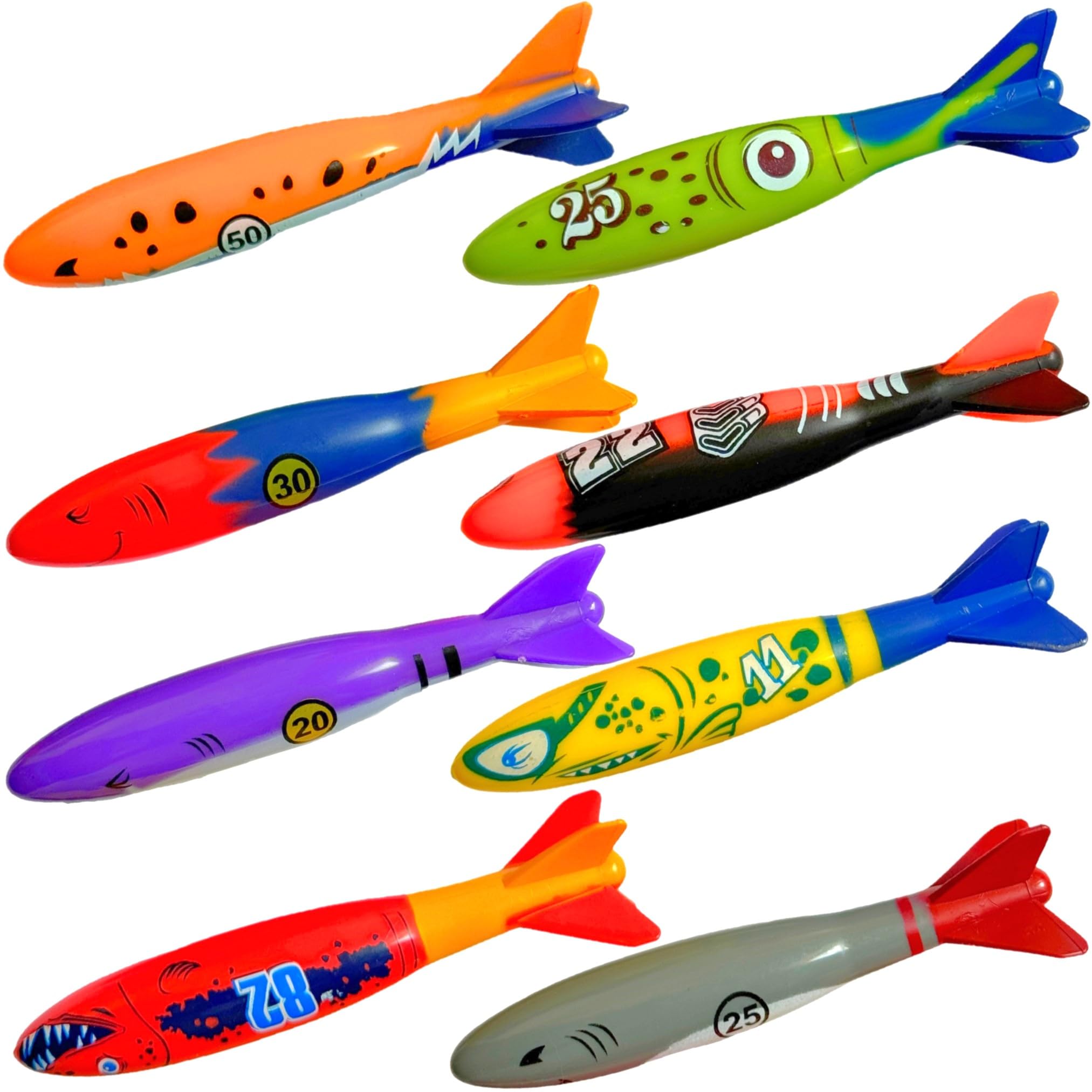 Underwater torpedo swim toy in pool setting