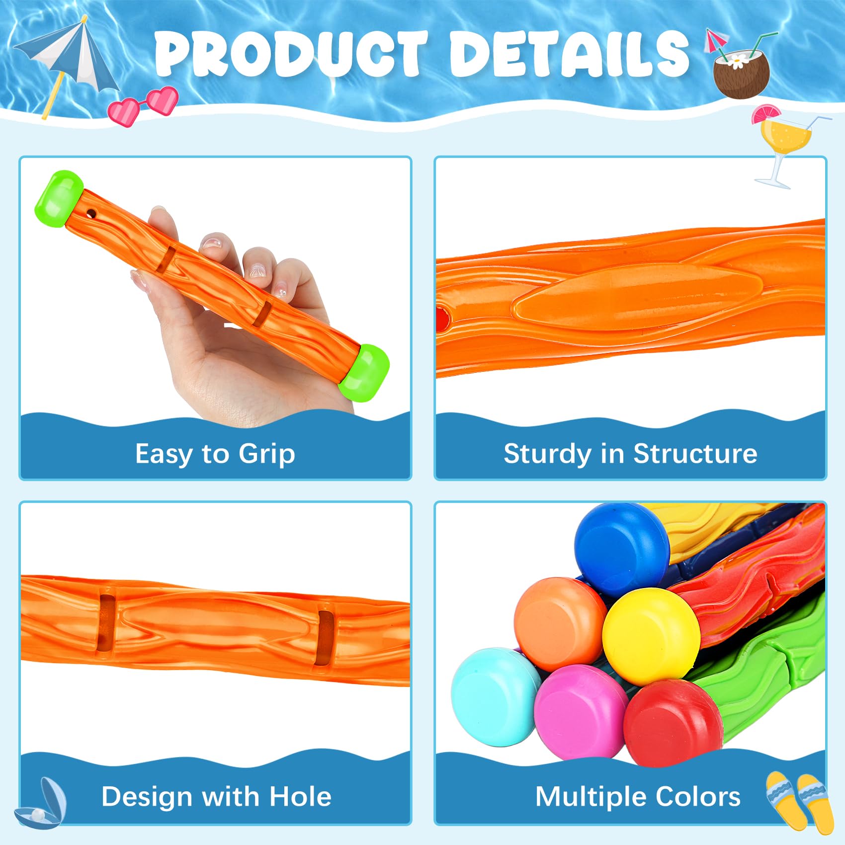 Pool toys for kids ages 4-8 set 8 pieces