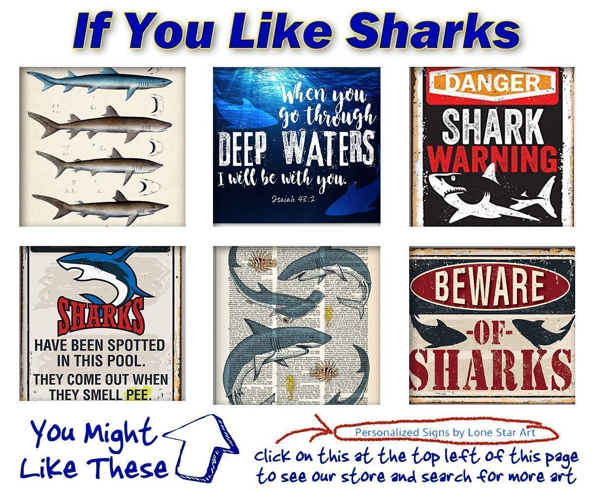 Coastal gift idea shark warning sign