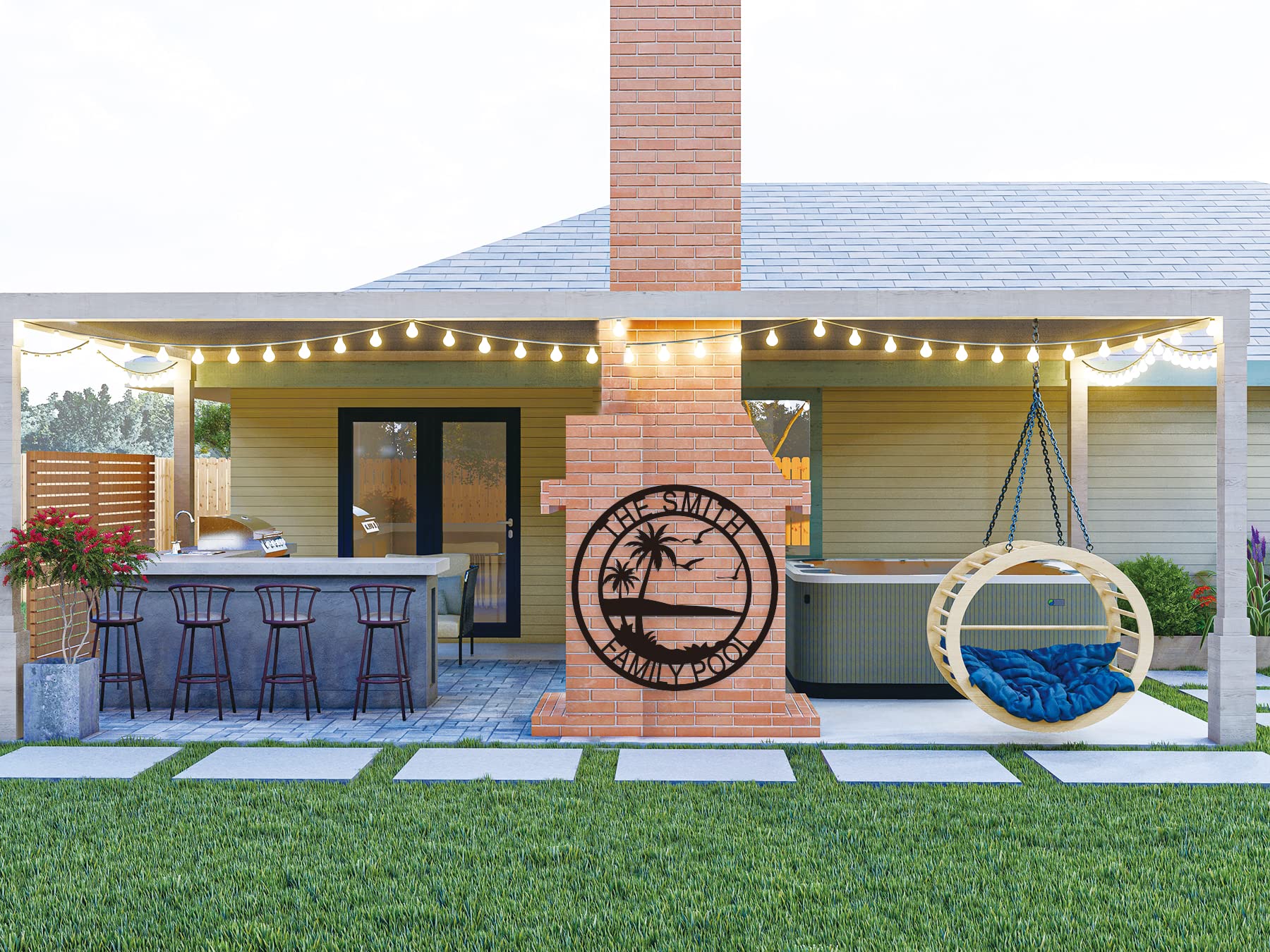 Poolside Paradise Sign 38cm backyard patio