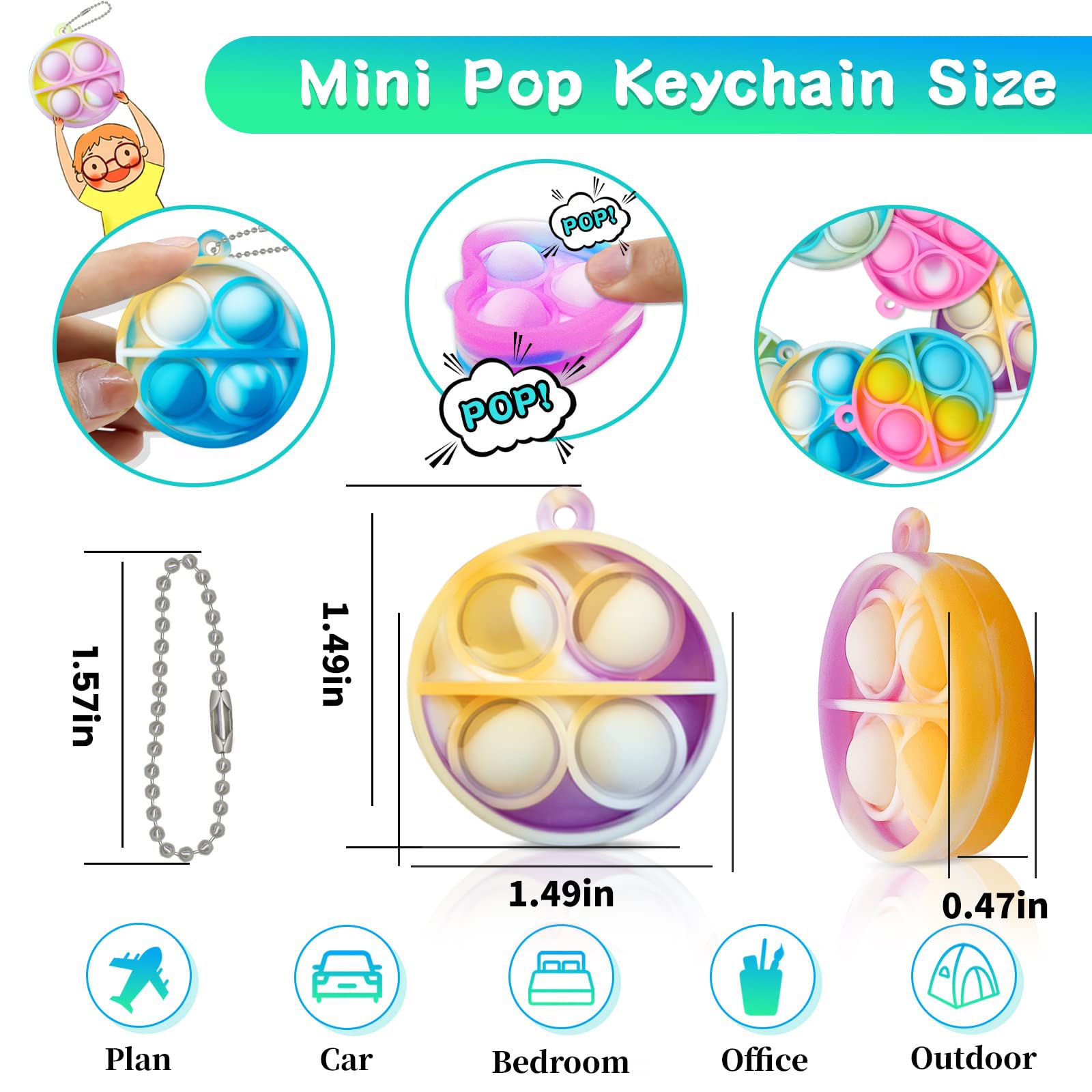 30 pack bulk fidget keychains for kids