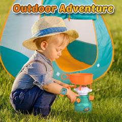 collapsible pop up tent for kids with gear layout