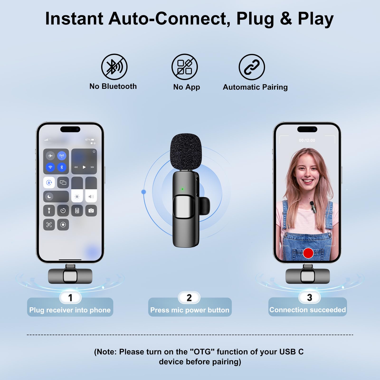 Two mic clips and charging cable included in package