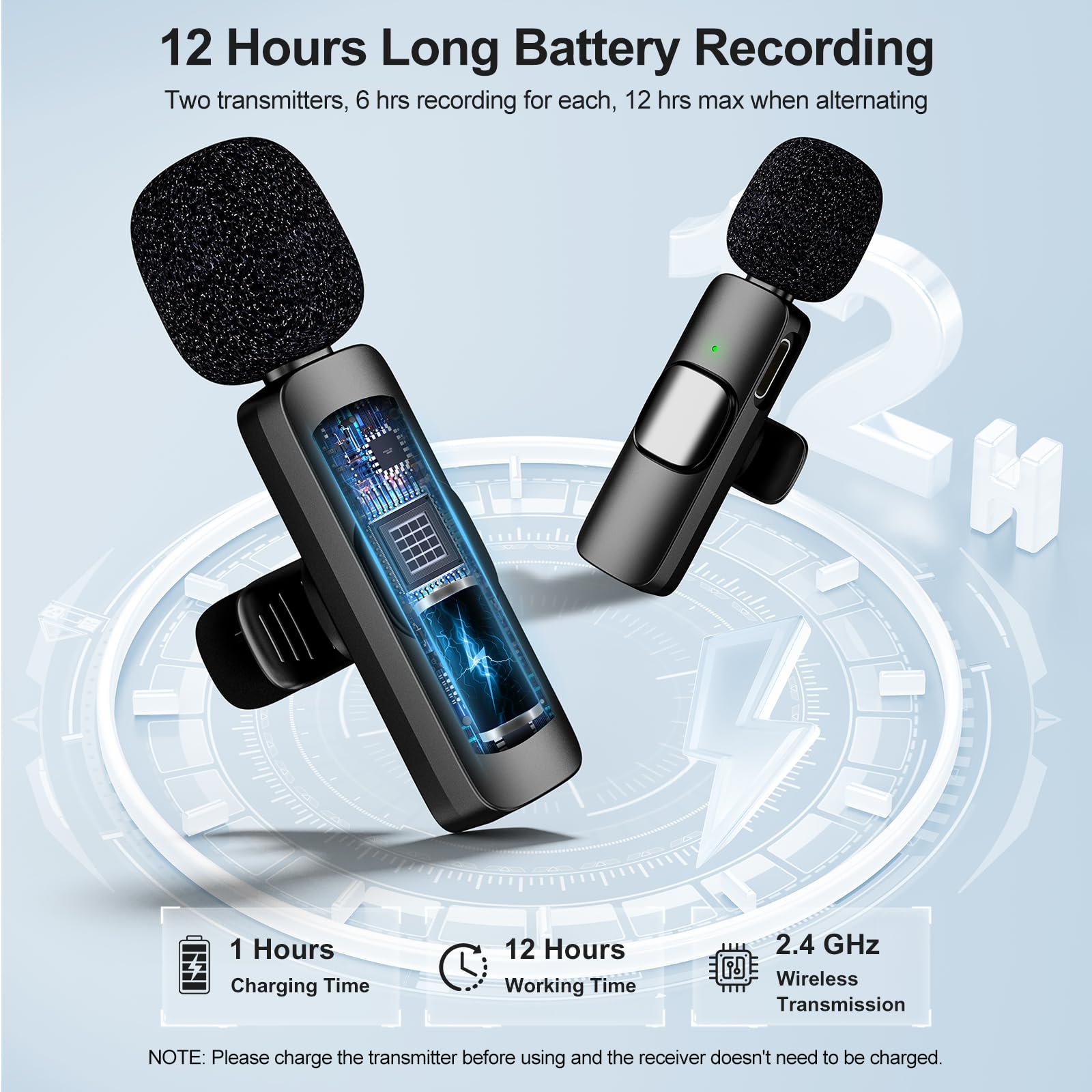 Two wireless transmitters and one receiver included in kit