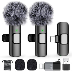 PoP voice USB C mini wireless lavalier microphone front view