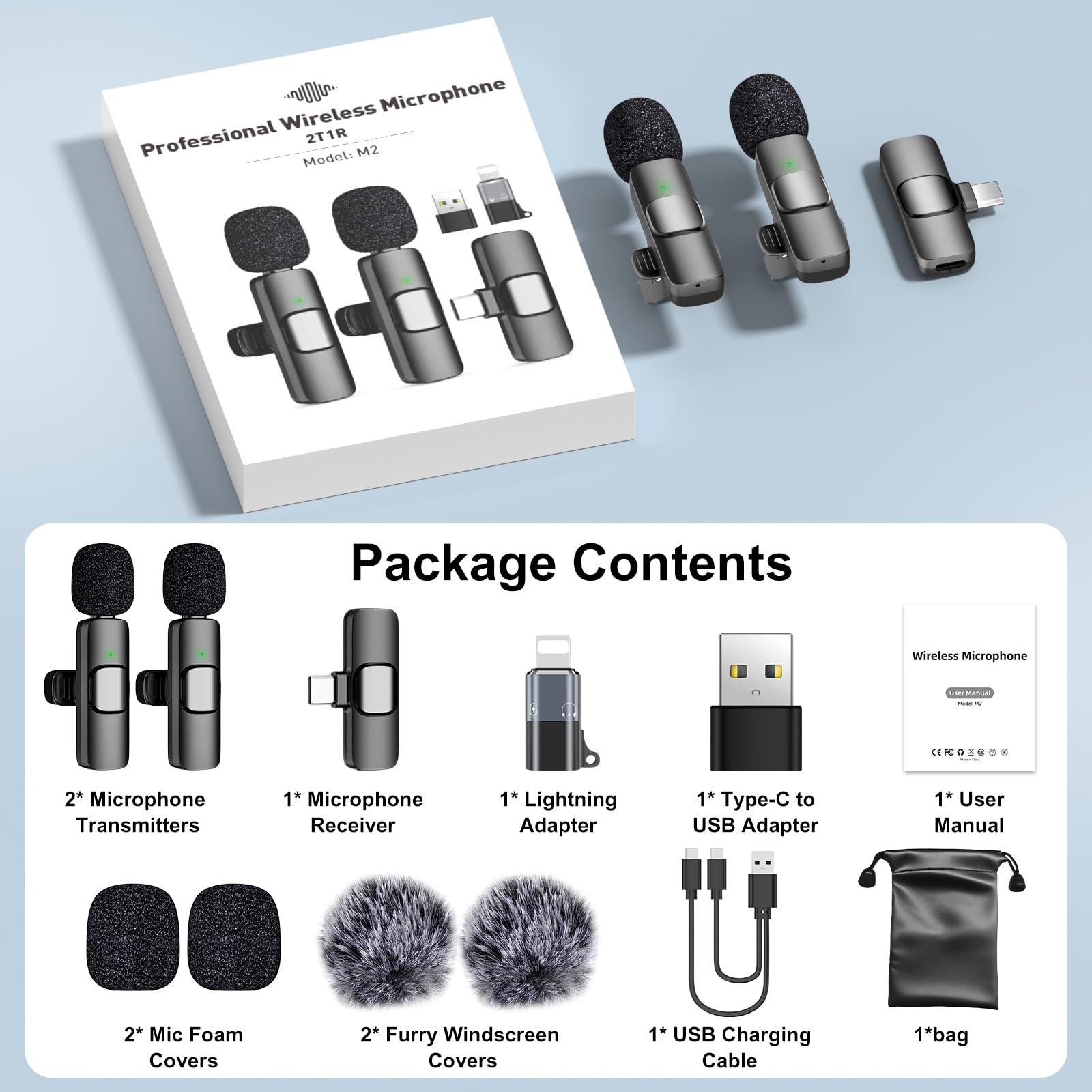 Compact wireless lavalier microphone for content creators