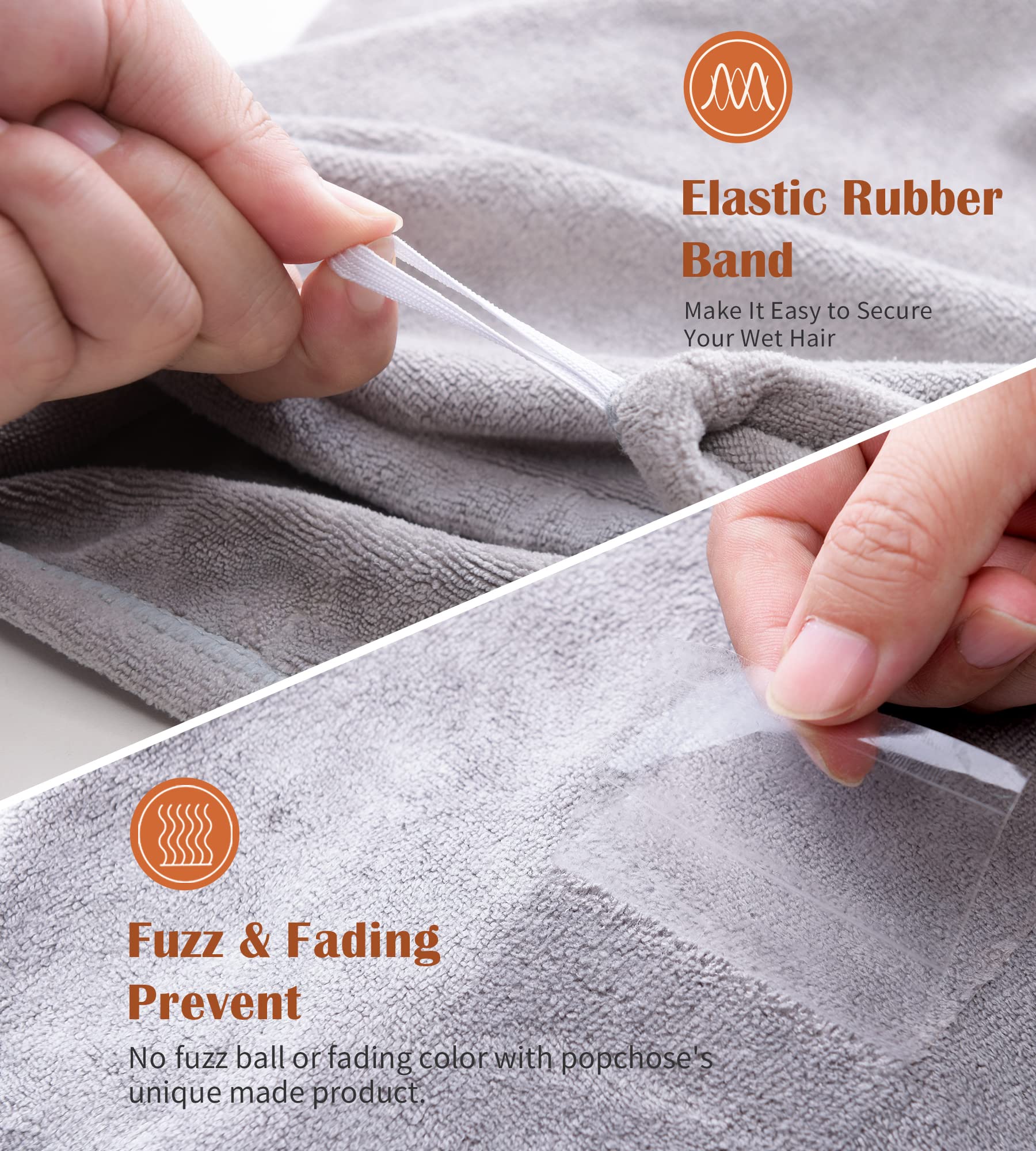 POPCHOSE 3 pack microfiber hair towel wrap for hair drying
