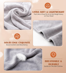 POPCHOSE microfiber hair towel wrap purple 3 pack