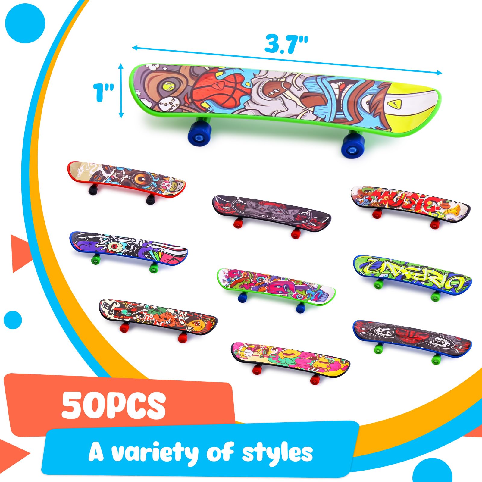 Assorted graffiti style finger skateboards 50 designs