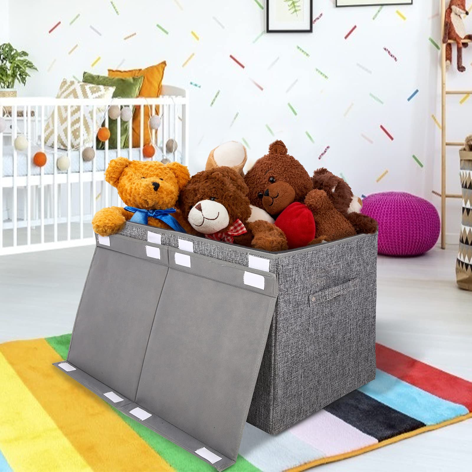 popoly toy storage organizer 25x13x16 linen gray