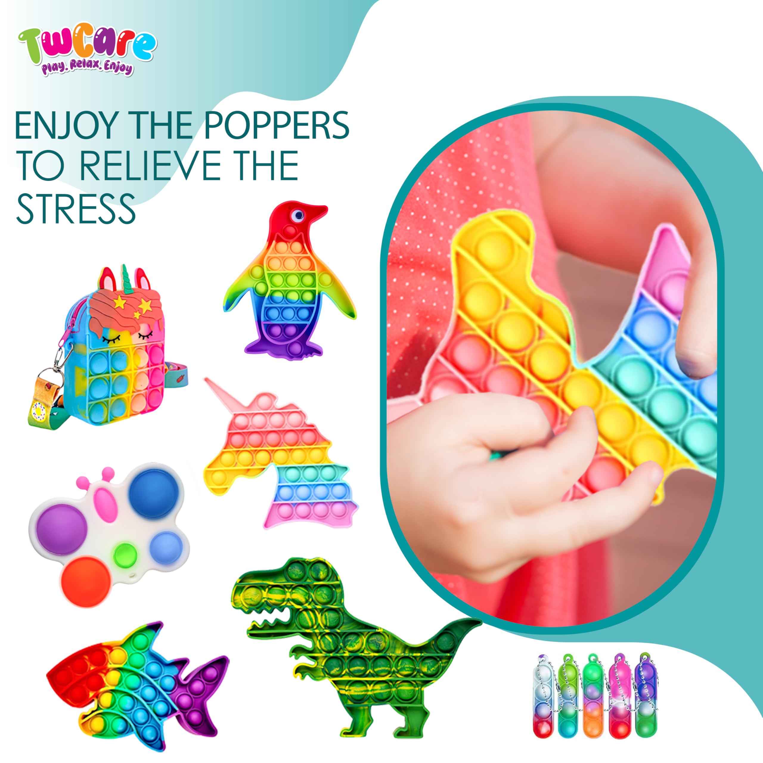 Poppers and squishy balls included in the set