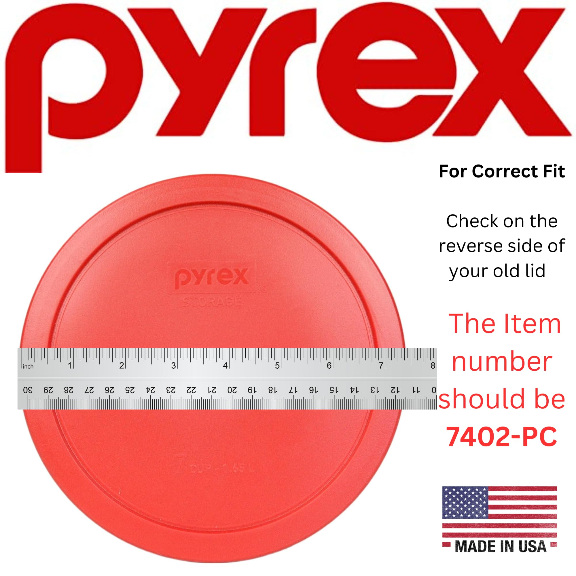 Lid designed to fit Pyrex 7203 7-Cup glass bowl