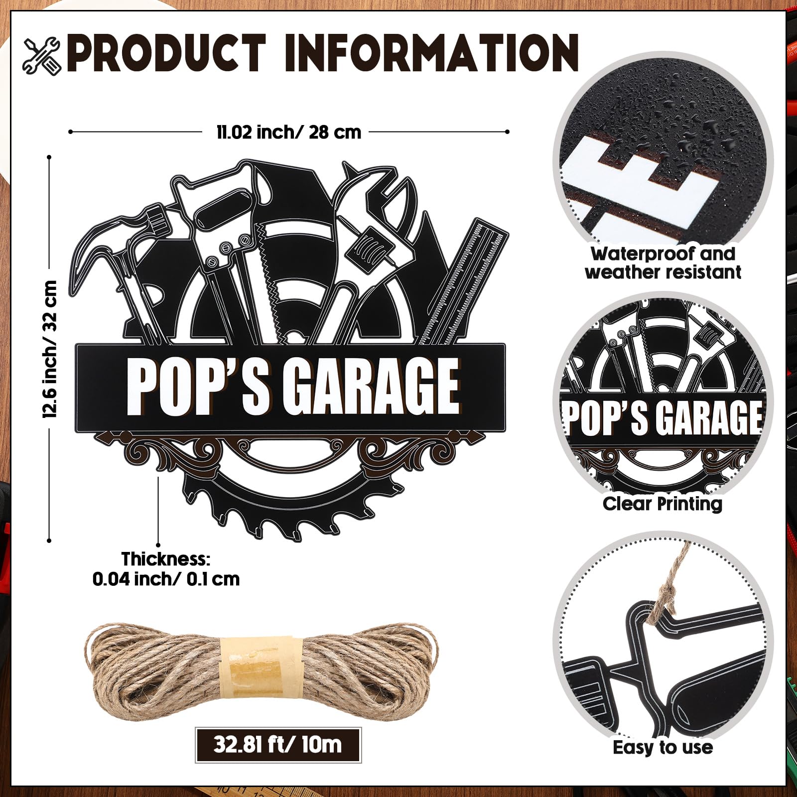 Pops garage sign metal wall decor