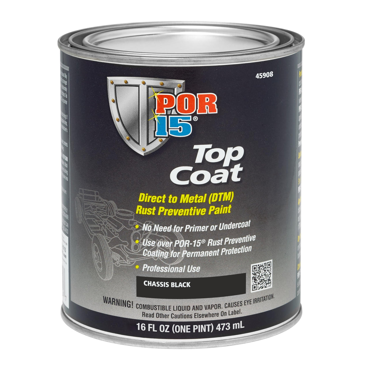 POR-15 Top Coat Paint direct to metal finish in Chassis Black 16 oz