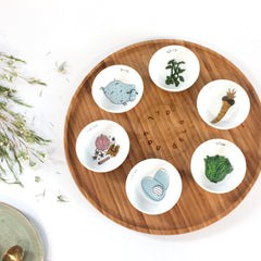 Porcelain bowls six colorful designs for Seder plate