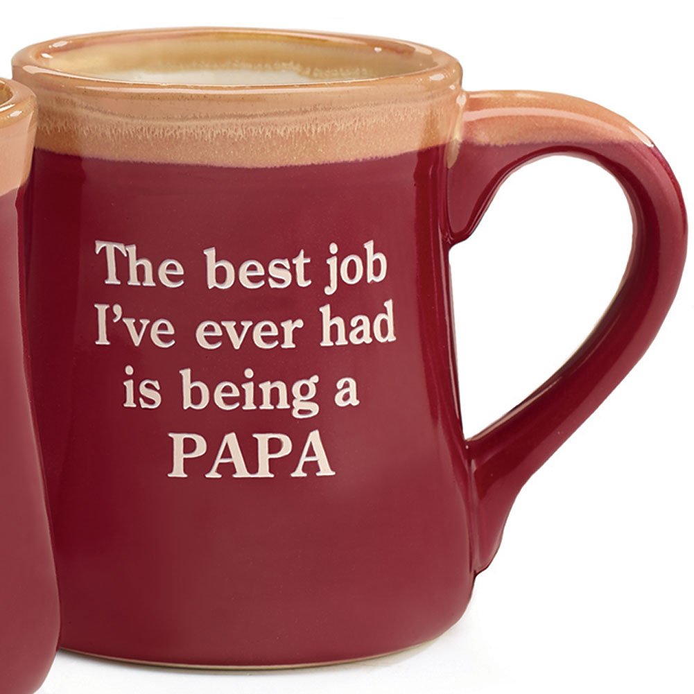 Gift box porcelain burgundy mug 18oz Papa Best Job Ever