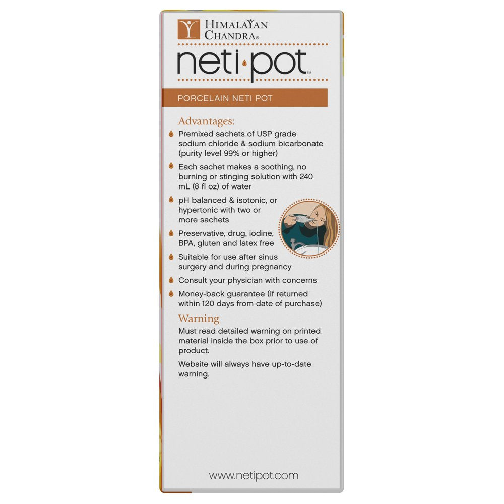 Porcelain neti pot set and sachets