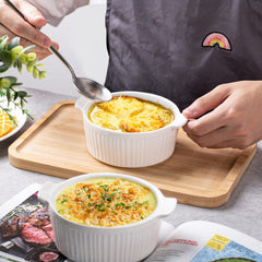 Oven safe ramekins up to 500F for creme brulee and souffle
