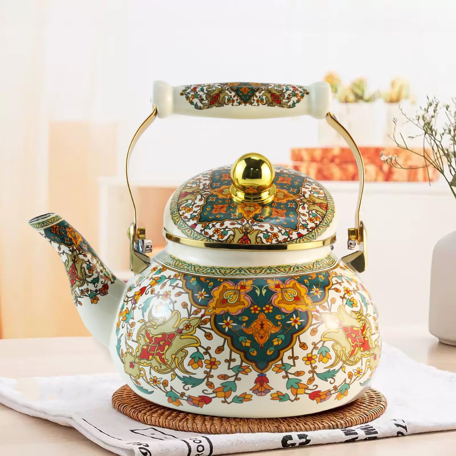 Porcelain tea pot ceramic handle detail