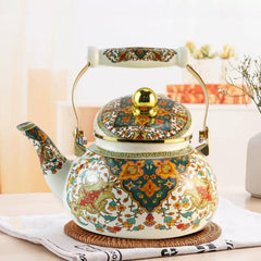 Porcelain tea pot ceramic handle detail