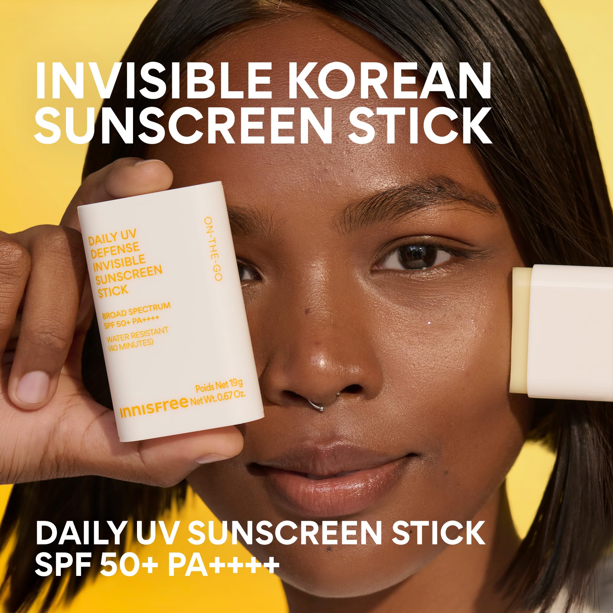Face neck ears application of innisfree sunscreen stick
