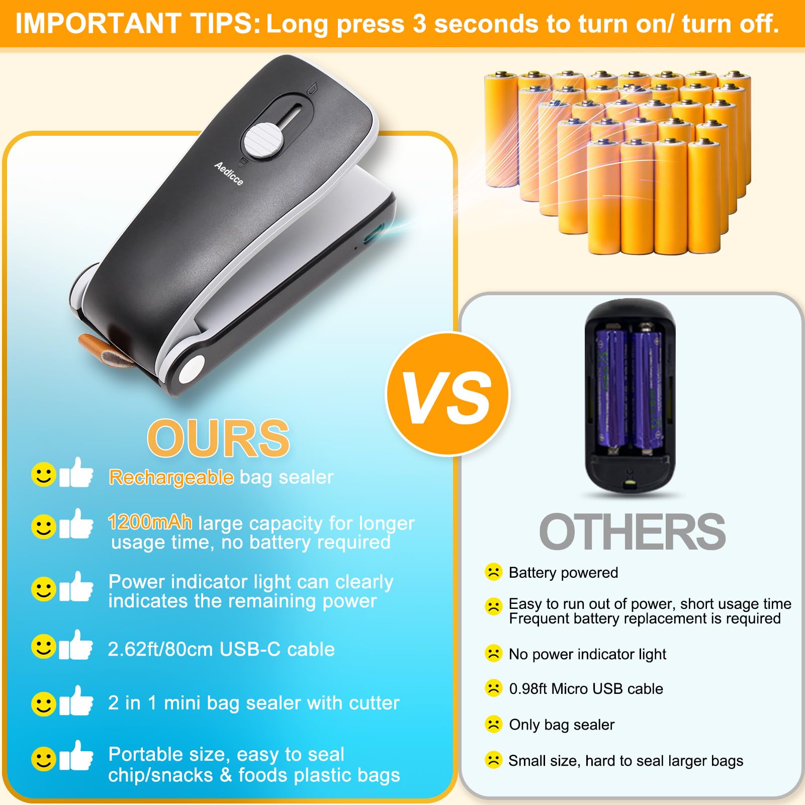 Ergonomic grip bag sealer for handheld use