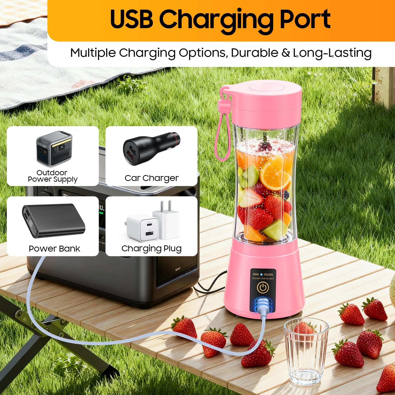 Cup and blades components of portable blender