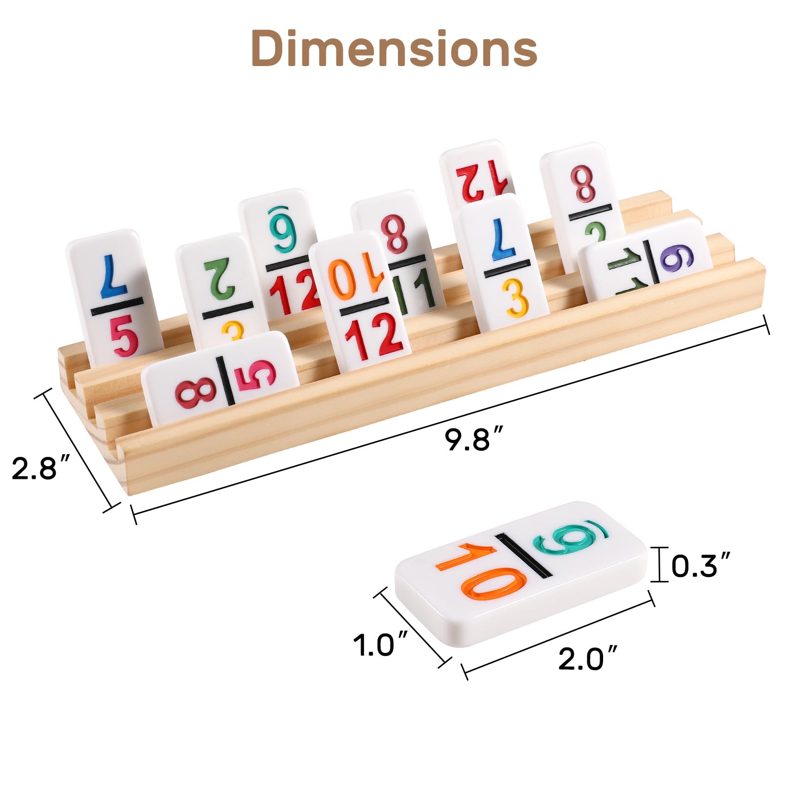 Complete dominoes set includes 9 colorful trains and instruction