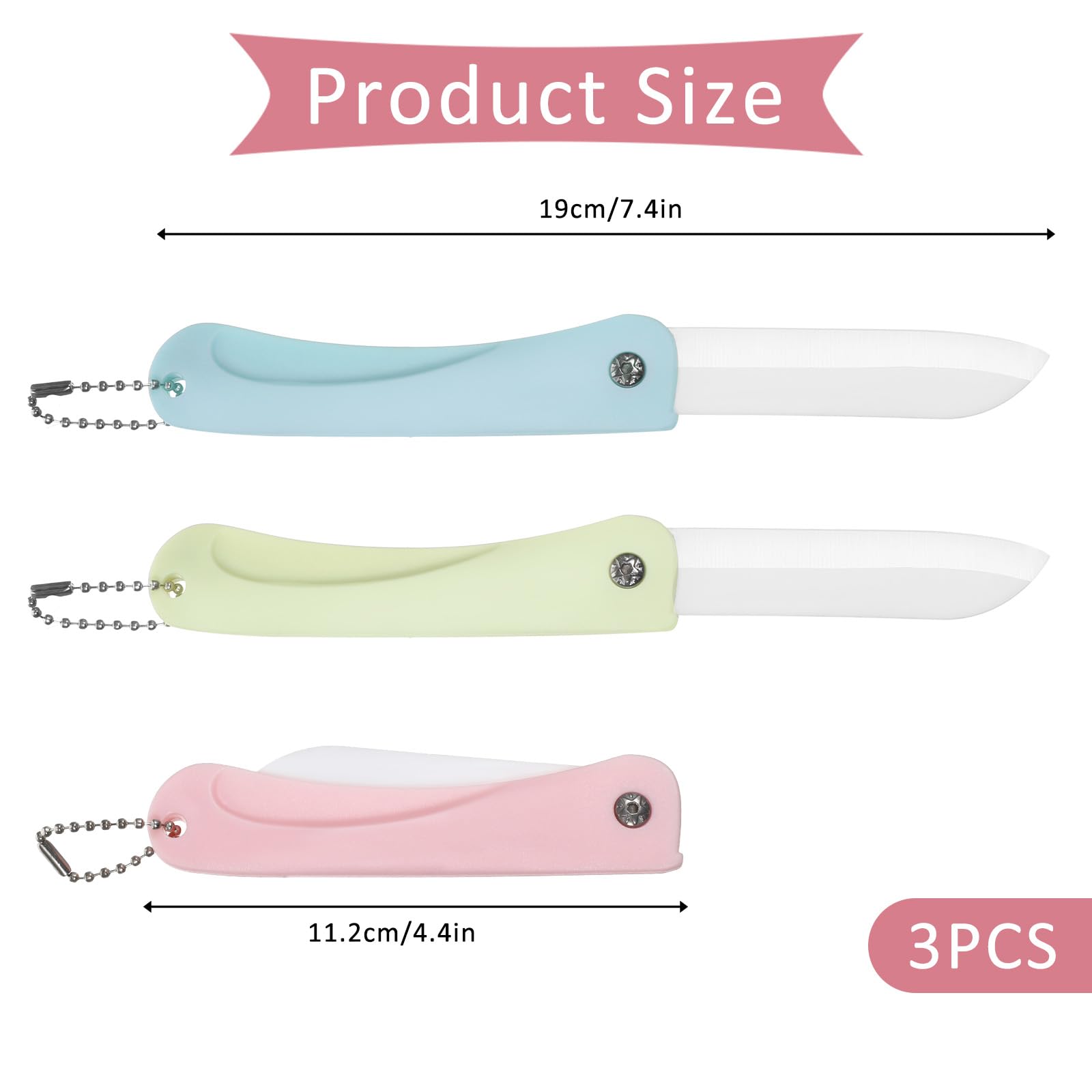 Portable ceramic paring knife 3pc folded 11.2 cm