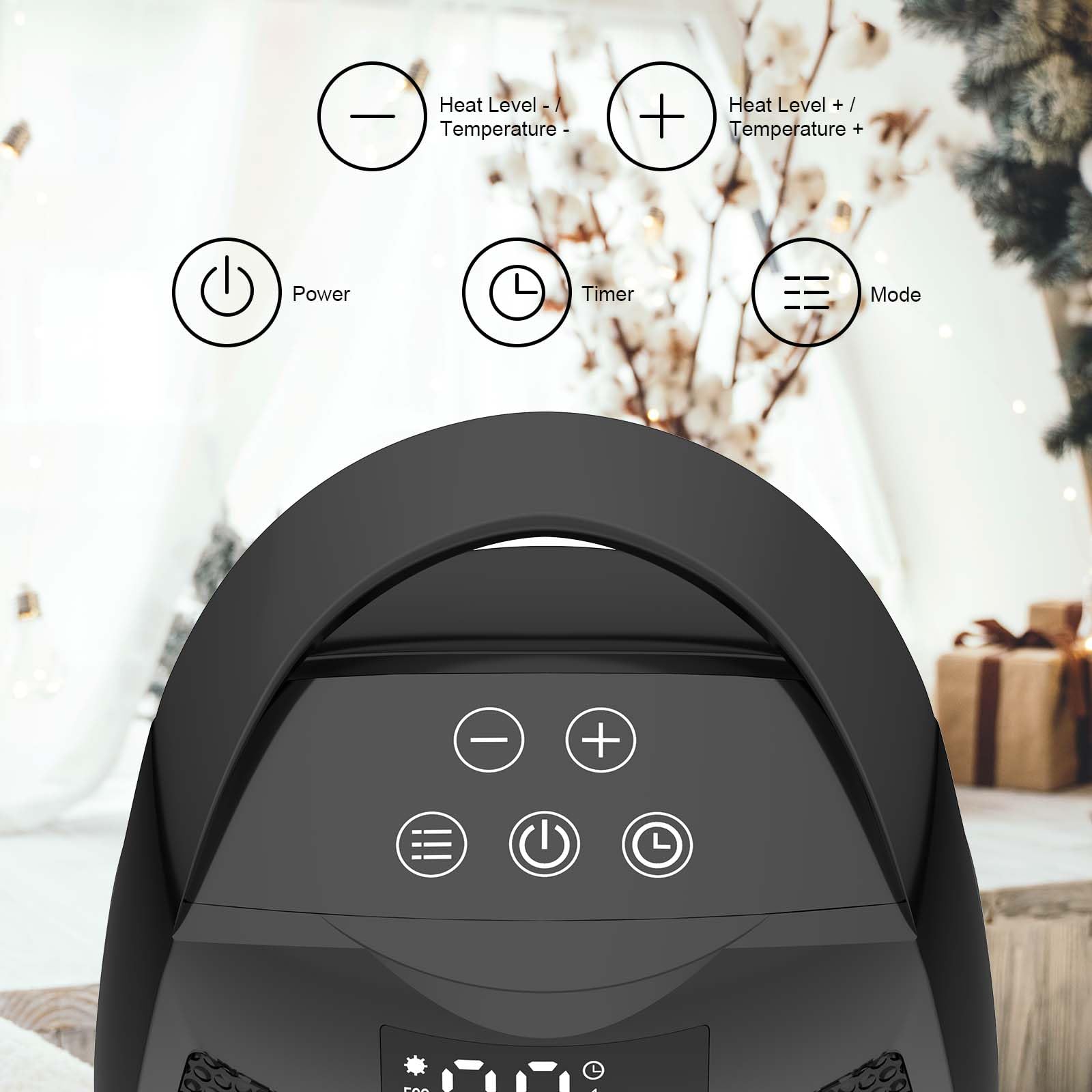 Portable Ceramic Space Heater 1500W digital display screen