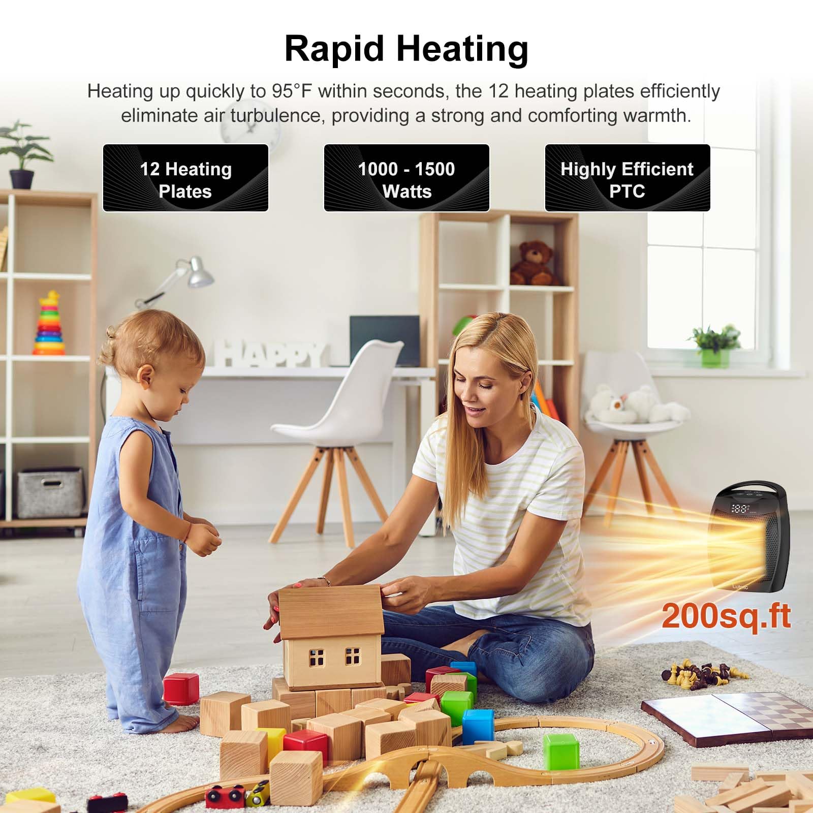 Overheat protection feature on Portable Ceramic Space Heater 1500W