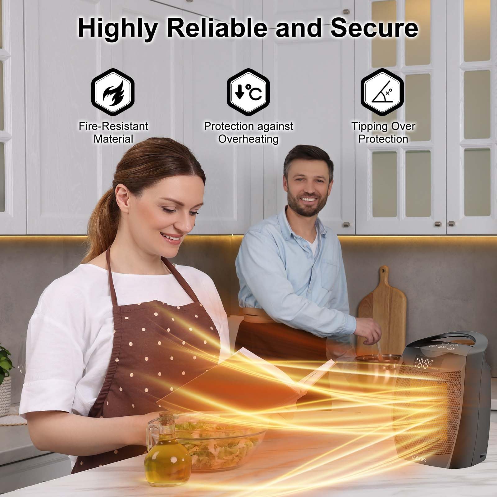 Portable Ceramic Space Heater 1500W touch control panel