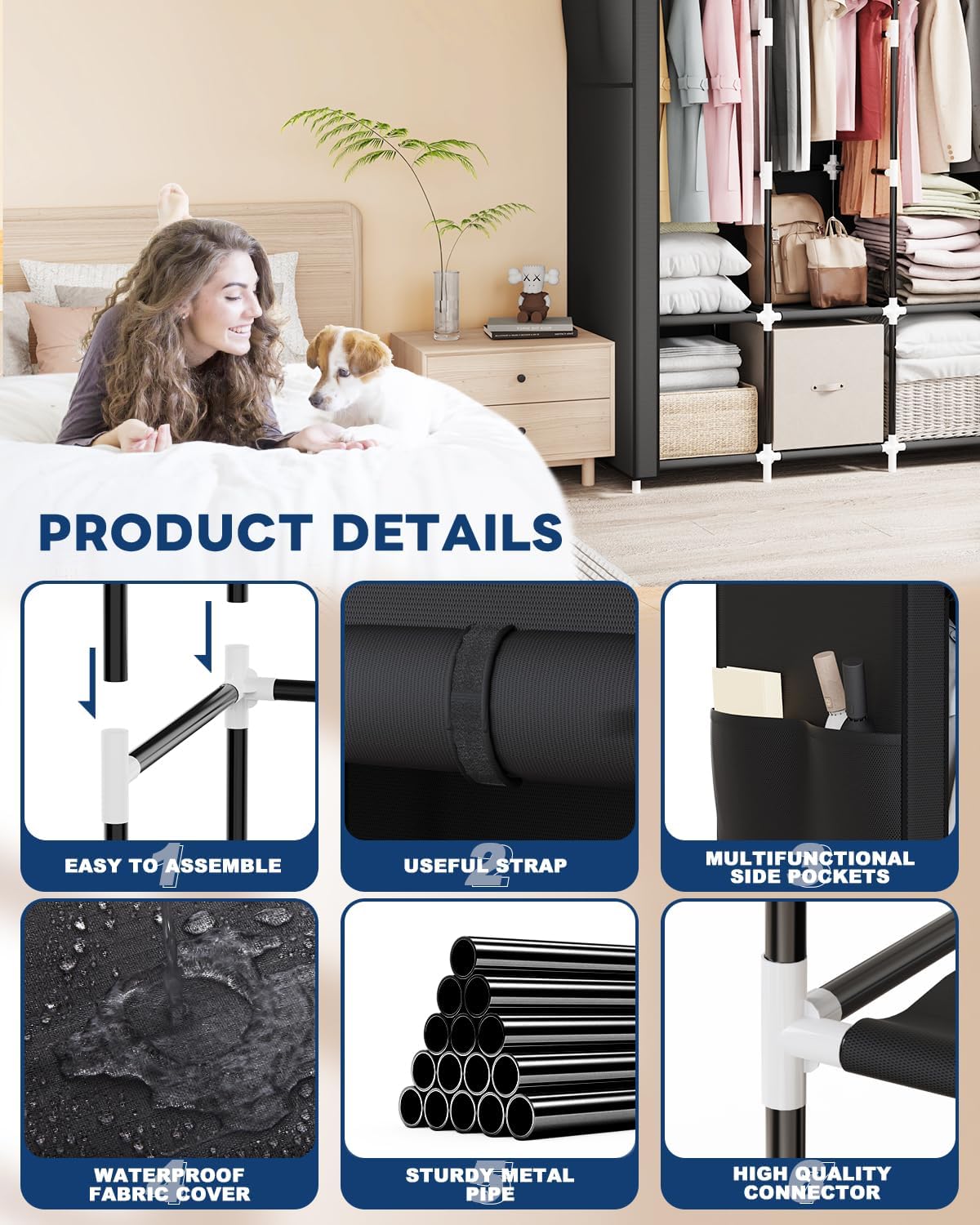 Portable closet storage shelves for bedroom by Mavivegue