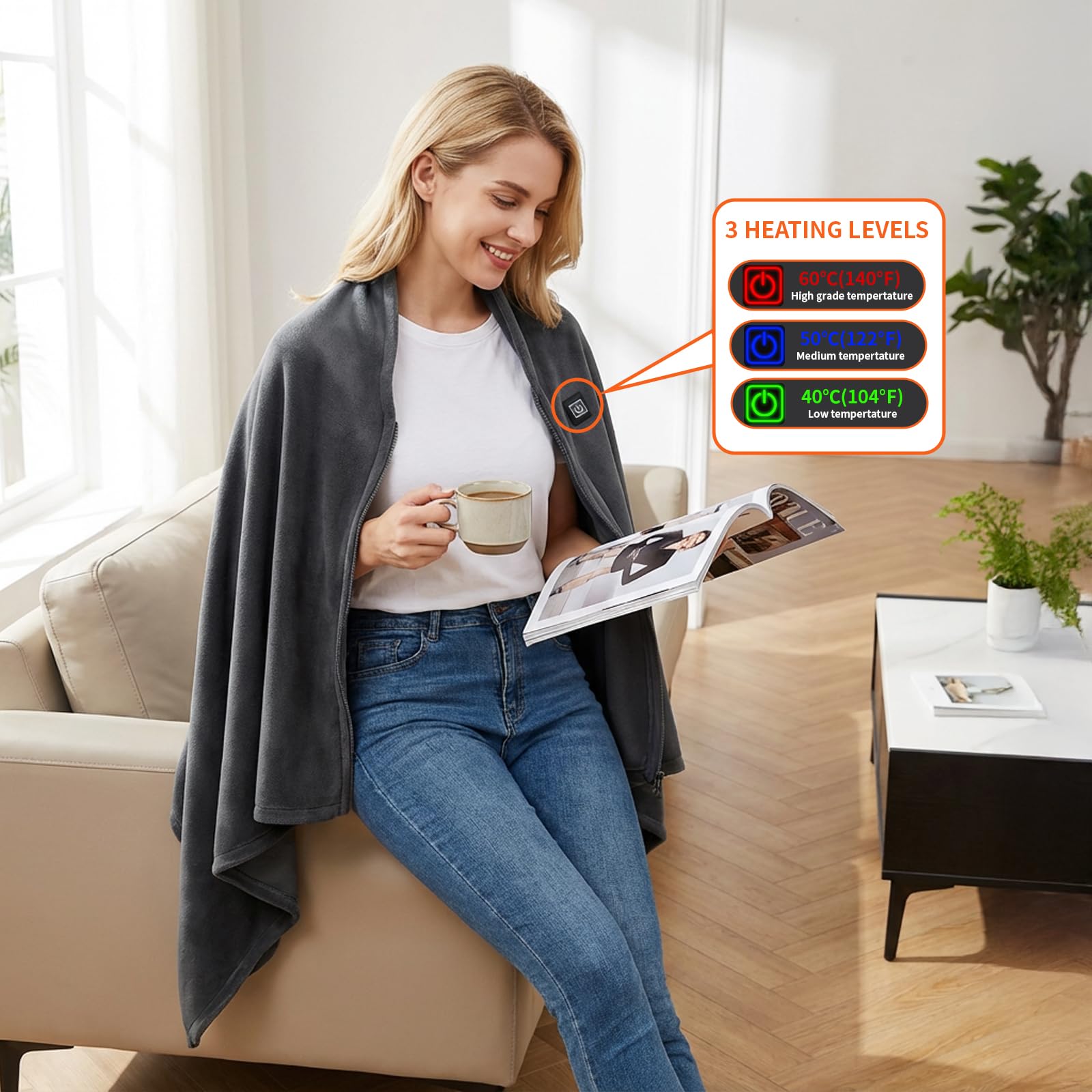 Ultra-soft skin-friendly flannel fabric heated blanket