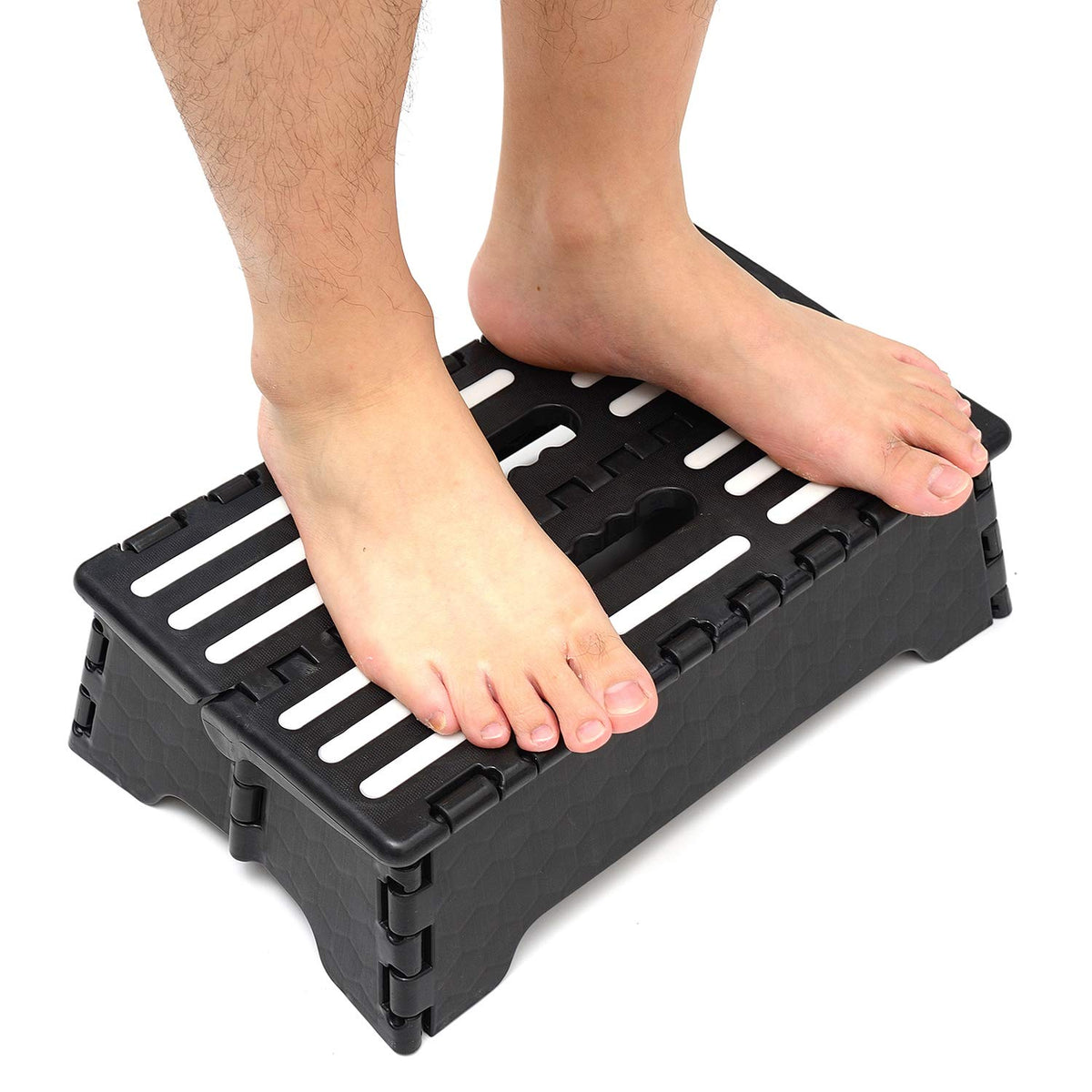 Portable folding step stool in compact form with handle