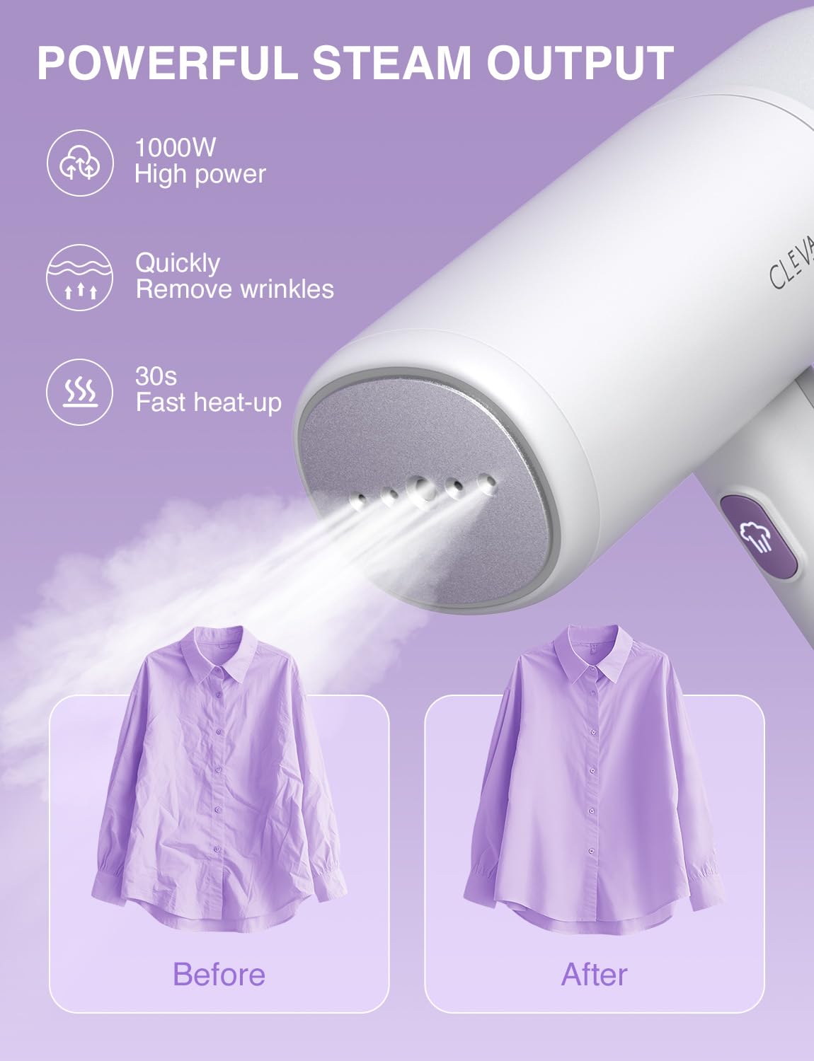 Portable garment steamer in compact form