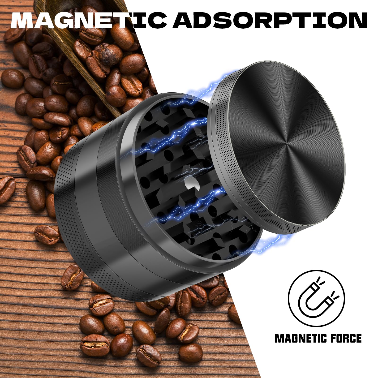 Portable 2.5-inch kitchen grinder utensil black