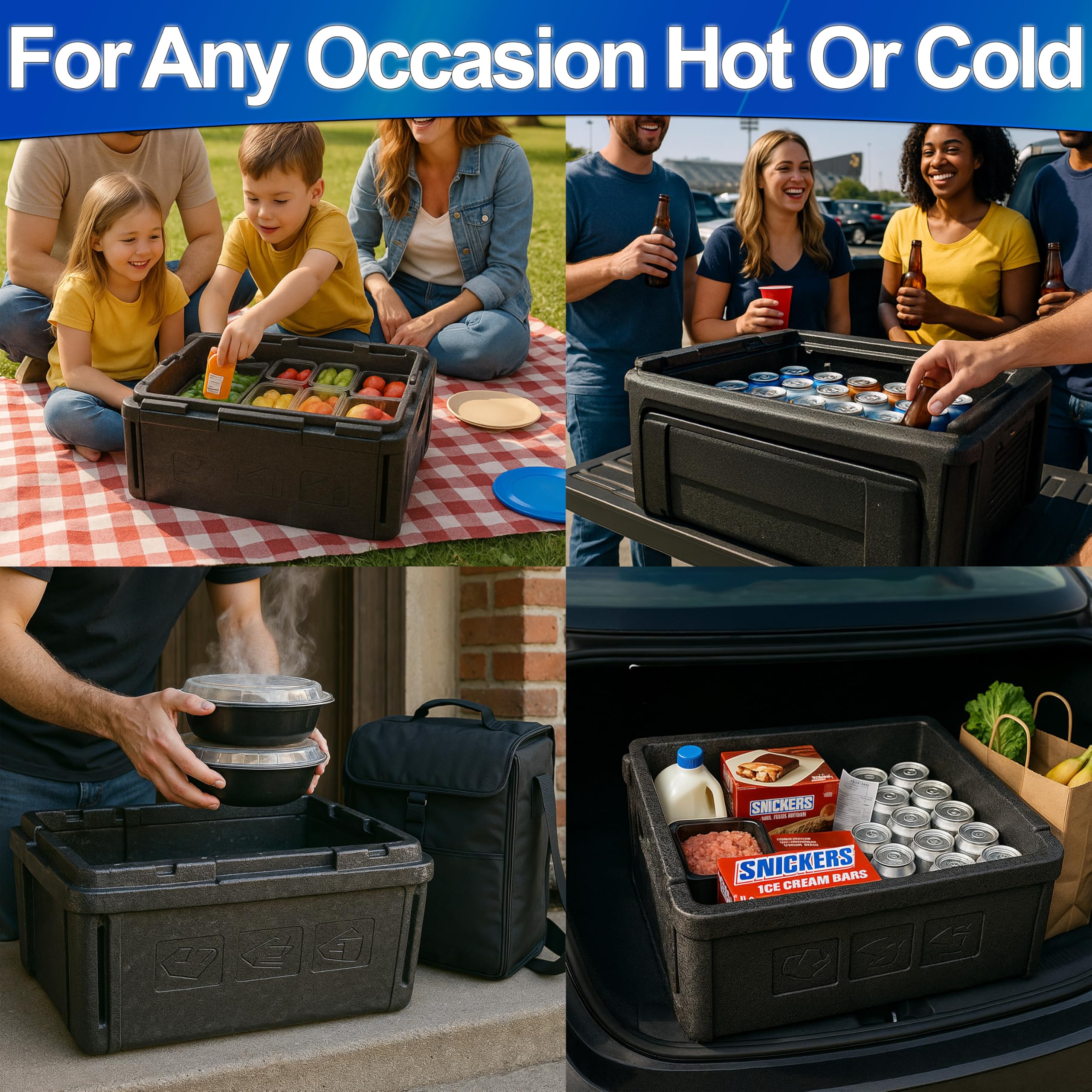 Portable insulated cooler in use for groceries