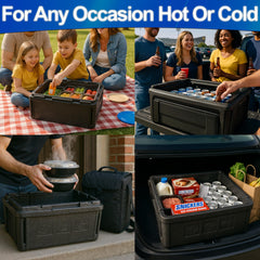 Portable insulated cooler in use for groceries