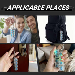 Durable portable keyboard fidget keychain with fade-resistant keycaps and a lanyard