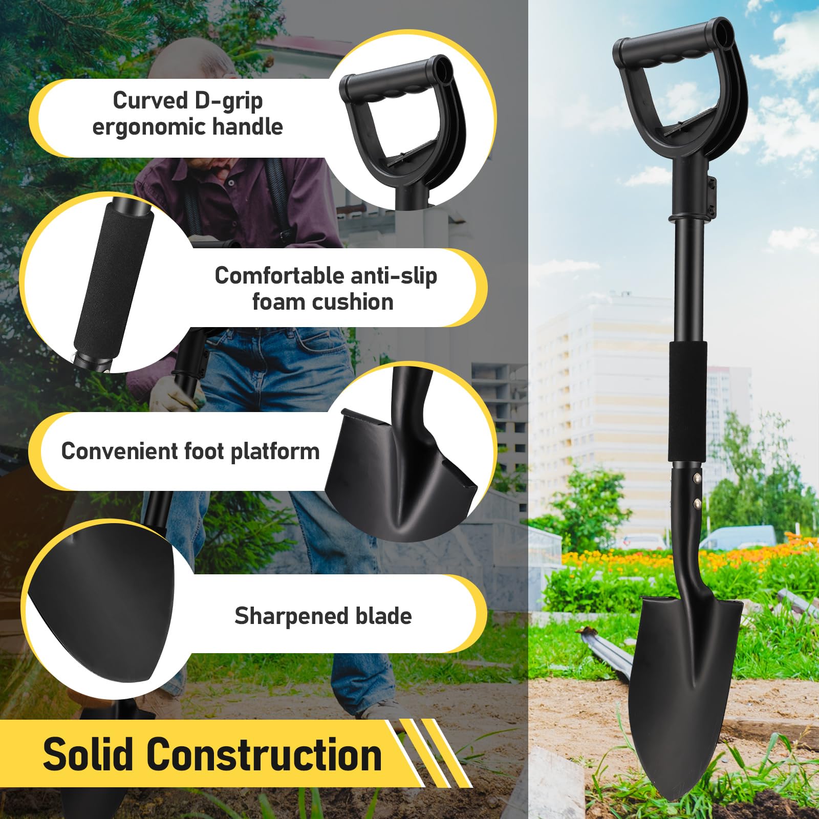 Multi purpose shovel for adults and kids gardening beach camping