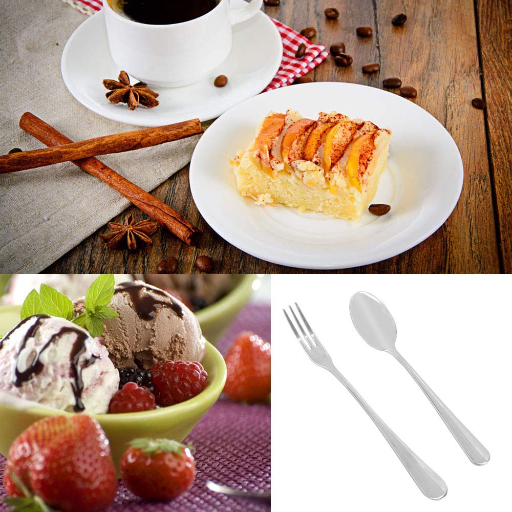 Dessert and cocktail serving forks and spoons in silver