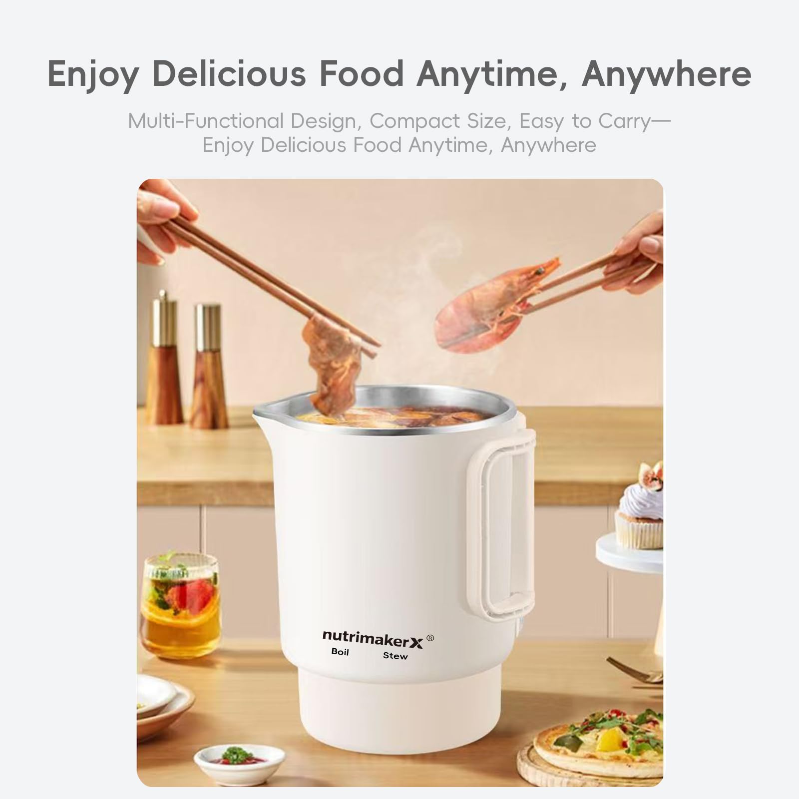 compact portable kettle with detachable base