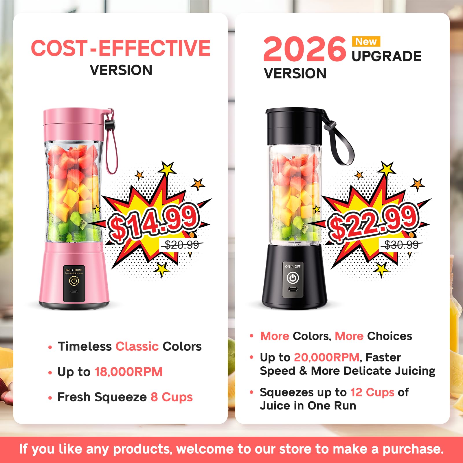 Travel-friendly compact blender suitable for on-the-go blending